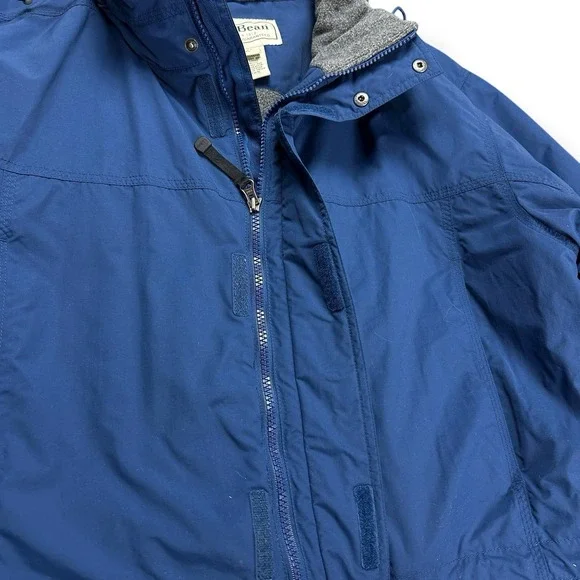 VTG LL Bean Men's Nylon Full Zip Insulated Hooded Jacket Blue Size Medium Blue‎